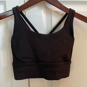 Lululemon Energy Longline Ribbed Sports Bra Black 4 Medium Support